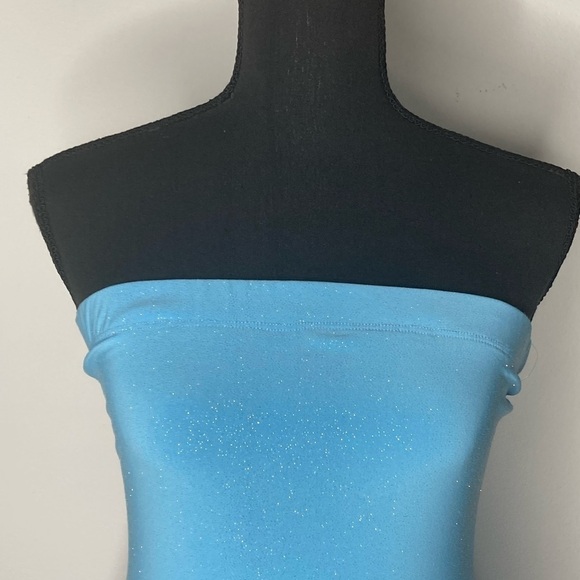 Sparkle Bandeau Blue Strapless Dress - Picture 6 of 13